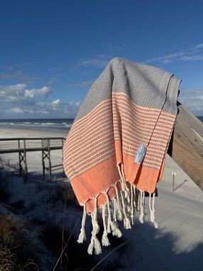 Angler Rag Orange — Salt Rag™ Sand-Resistant Turkish Beach Towel